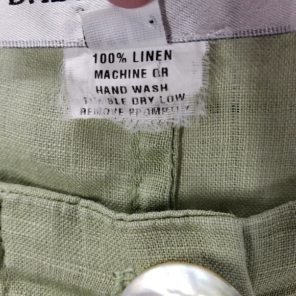 B. HADIKUSUMO Green 100%Linen Shark Bite Hem Roll Tab Sleeve Top Size XL - Picture 9 of 12